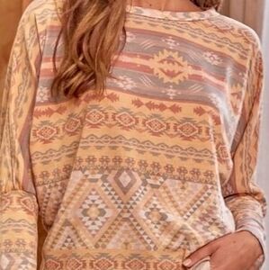 Women's long sleeve cute Aztec design shirt.